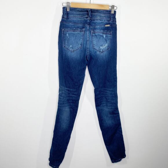 KanCan Signature Dark Wash Blue Denim Distressed Skinny Jeans Women's Size 27 - Picture 2 of 8
